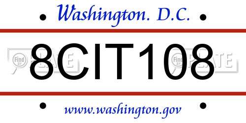 8CIT108 District Of Columbia License Plate