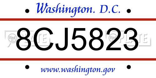 8CJ5823 District Of Columbia License Plate