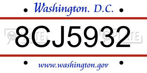 8CJ5932 District Of Columbia License Plate