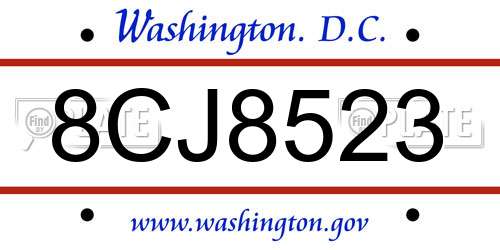 8CJ8523 District Of Columbia License Plate