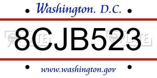 8CJB523 District Of Columbia License Plate