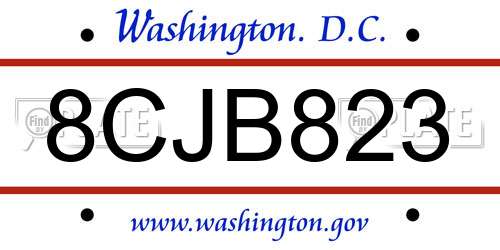 8CJB823 District Of Columbia License Plate