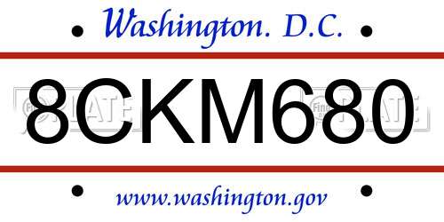8CKM680 District Of Columbia License Plate