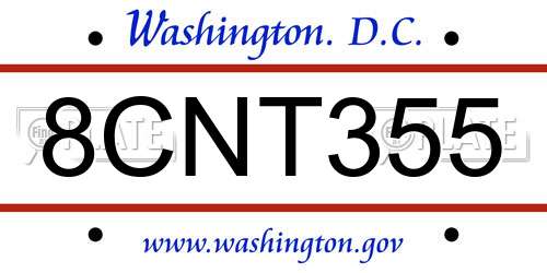 8CNT355 District Of Columbia License Plate