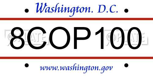 8COP100 District Of Columbia License Plate