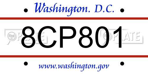 8CP801 District Of Columbia License Plate