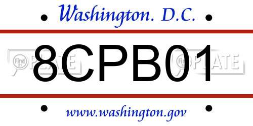 8CPB01 District Of Columbia License Plate