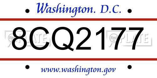 8CQ2177 District Of Columbia License Plate
