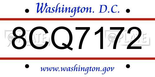 8CQ7172 District Of Columbia License Plate