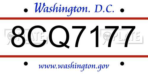 8CQ7177 District Of Columbia License Plate