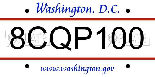 8CQP100 District Of Columbia License Plate
