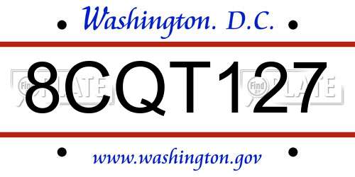 8CQT127 District Of Columbia License Plate