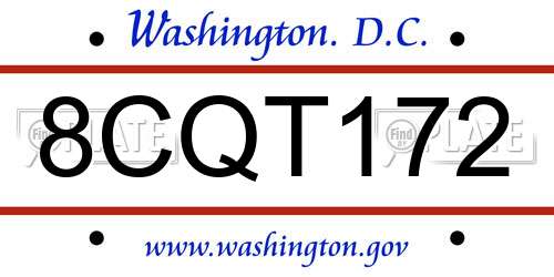 8CQT172 District Of Columbia License Plate