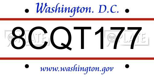 8CQT177 District Of Columbia License Plate