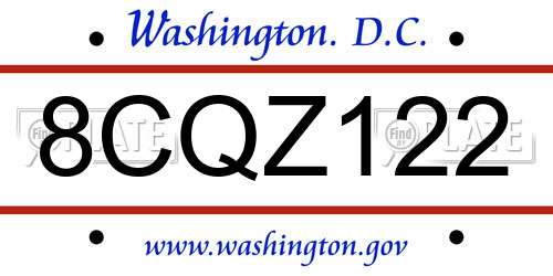 8CQZ122 District Of Columbia License Plate