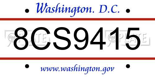 8CS9415 District Of Columbia License Plate