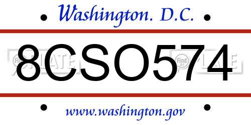 8CSO574 District Of Columbia License Plate