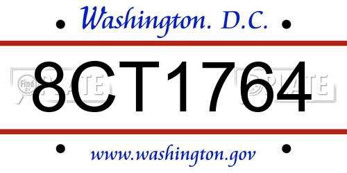 8CT1764 District Of Columbia License Plate