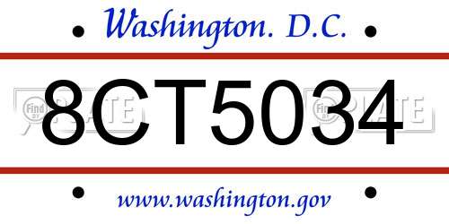 8CT5034 District Of Columbia License Plate