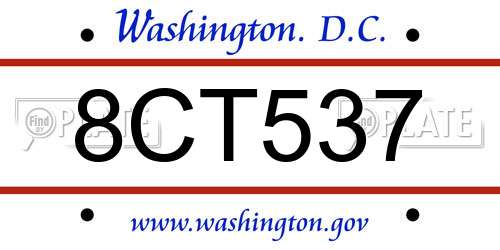 8CT537 District Of Columbia License Plate