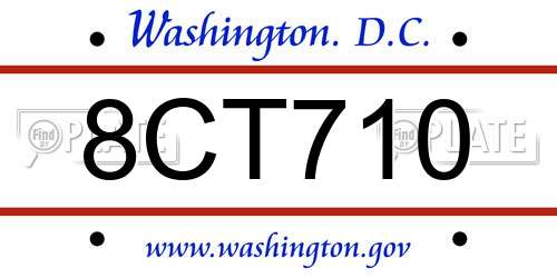 8CT710 District Of Columbia License Plate