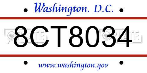 8CT8034 District Of Columbia License Plate