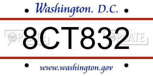 8CT832 District Of Columbia License Plate