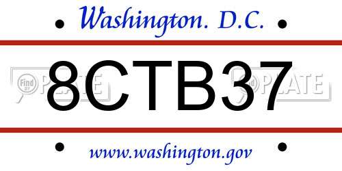 8CTB37 District Of Columbia License Plate
