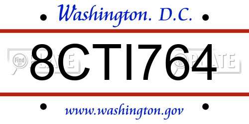 8CTI764 District Of Columbia License Plate