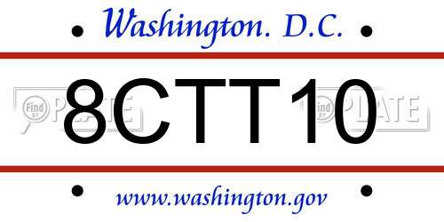 8CTT10 District Of Columbia License Plate