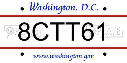 8CTT61 District Of Columbia License Plate