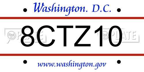 8CTZ10 District Of Columbia License Plate