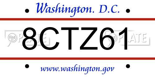 8CTZ61 District Of Columbia License Plate