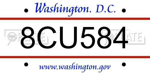 8CU584 District Of Columbia License Plate