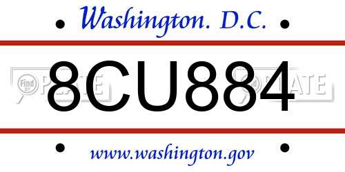 8CU884 District Of Columbia License Plate