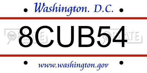 8CUB54 District Of Columbia License Plate