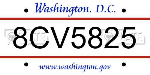 8CV5825 District Of Columbia License Plate