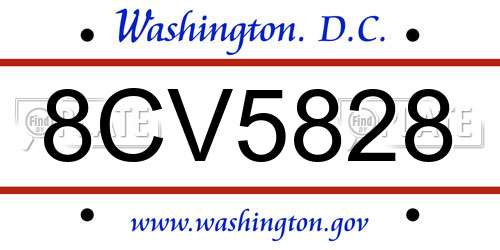 8CV5828 District Of Columbia License Plate