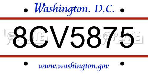 8CV5875 District Of Columbia License Plate