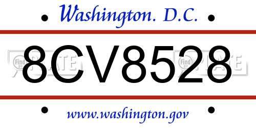 8CV8528 District Of Columbia License Plate