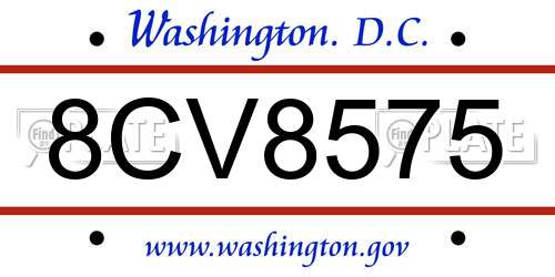 8CV8575 District Of Columbia License Plate
