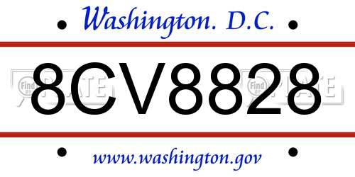 8CV8828 District Of Columbia License Plate