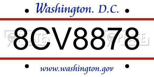 8CV8878 District Of Columbia License Plate