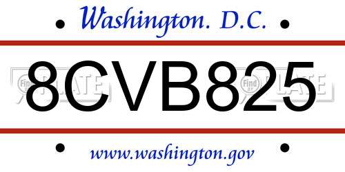 8CVB825 District Of Columbia License Plate