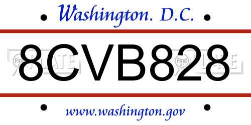 8CVB828 District Of Columbia License Plate
