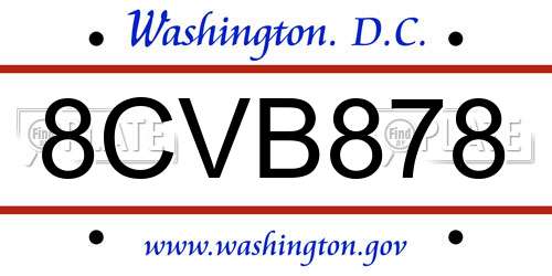 8CVB878 District Of Columbia License Plate