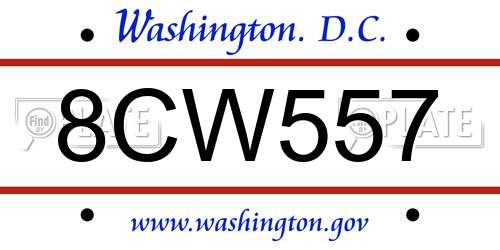 8CW557 District Of Columbia License Plate