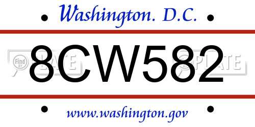 8CW582 District Of Columbia License Plate