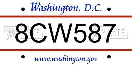 8CW587 District Of Columbia License Plate