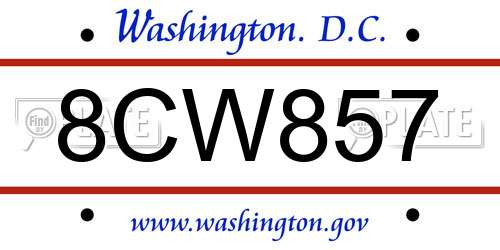 8CW857 District Of Columbia License Plate